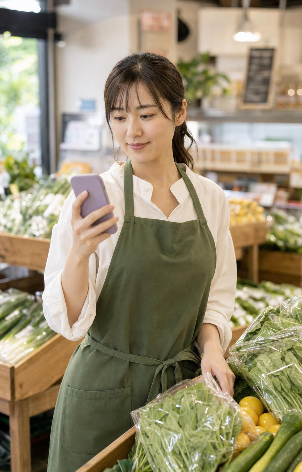 スマホでシフトを確認している様子